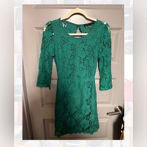 Signature8 Emerald Green Lace Long-Sleeve Sheath Dress